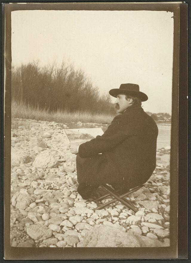 William Ritter peignant au bord d'un lac [Neuchâtel ?]